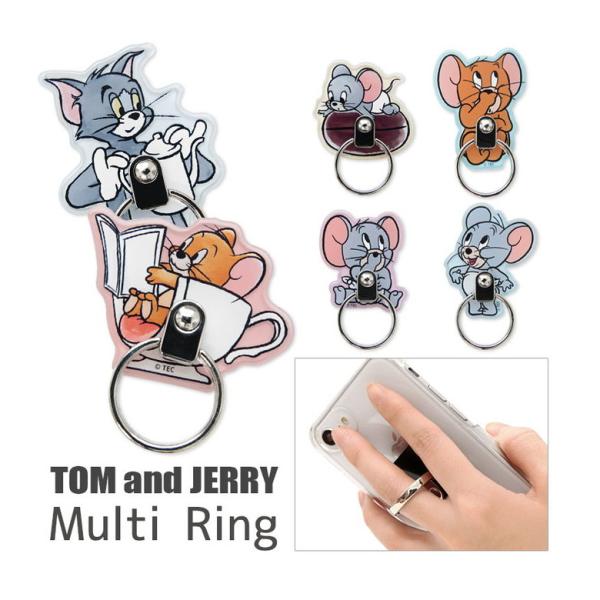 スマホリング トムとジェリーキャラクター リングスタンド 落下防止トムジェリ リング スマホスタンド...