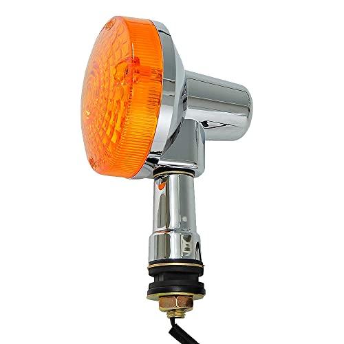 GS ウインカー 汎用 バイク ストリート アメリカン オレンジ レンズ シルバー メッキ 丸型 カ...