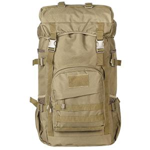 タクティカル バックパック ソロ キャンプ ブッシュクラフト 50L アウトドア 登山 ミリタリー (カーキ)