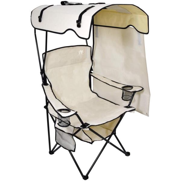 日動工業 サンシェード付チェア 焼けなイス サンド NCHA-01-SN 折りたたみ 椅子 日よけ ...