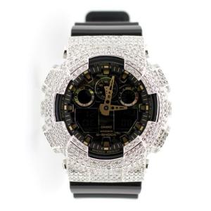 G-SHOCK ジーショック カスタム メンズ 腕時計 GA-100 GA-100CF-1A9JF カスタムベゼル スワロフスキージルコニア メンズブランド保証付 CROWNCROWN GA100-014