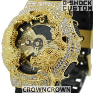 G-SHOCK ジーショック カスタム メンズ 腕時計 GA-110 GA110 GB-1A カスタム 龍 虎 ドラゴン タイガー ベゼル CROWNCROWN GA110-056｜monopark