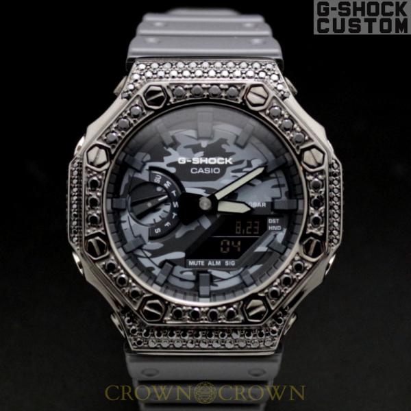 G-SHOCK CUSTOM ジーショック カスタム 腕時計 ブラックキュービックジルコニア シルバ...