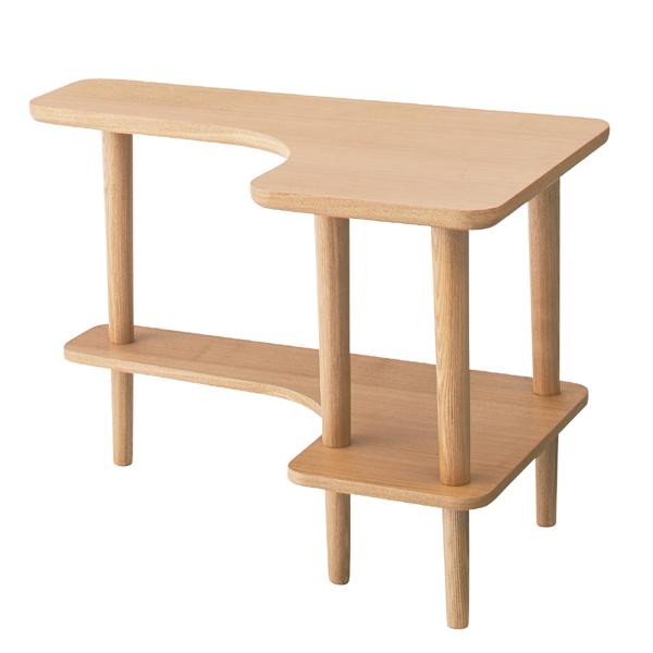 NYT-781NA サイドテーブル つくえ ベージュ 二段式 シンプル おしゃれ 木製 天然木 ナチ...