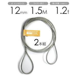 玉掛けワイヤー 2本組 両アイロック加工 メッキ 16mmx5m : モノツール