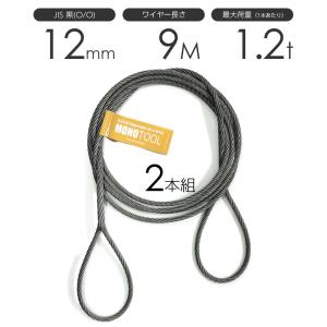 編み込みワイヤー JIS黒(O/O) 12mm（4分）x5m 玉掛けワイヤーロープ 2