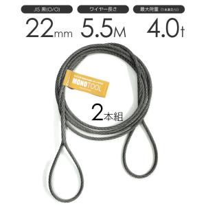 編み込みワイヤー JIS黒(O/O) 22mm（7分）x7m 玉掛けワイヤーロープ 2