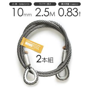 玉掛けワイヤーロープ 2本組 両シンブル 黒(O/O) 10mmx1.5m JIS