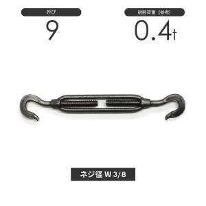 枠式ターンバックル ストレート&ストレート 生地(黒) 呼び25 : モノ