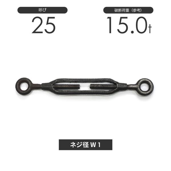 枠式ターンバックル アイ&amp;アイ 生地(黒) 呼び25