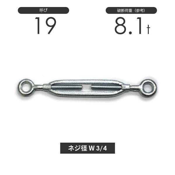 枠式ターンバックル アイ&amp;アイ メッキ 呼び19