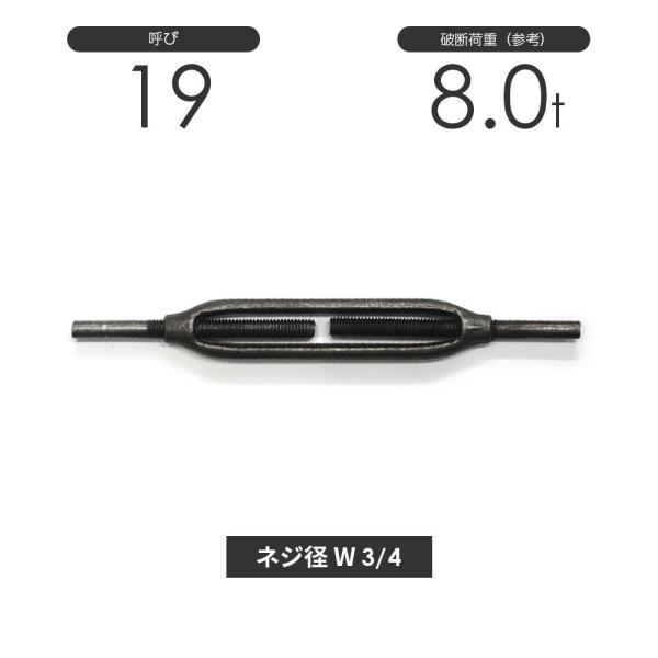 枠式ターンバックル ストレート&amp;ストレート 生地(黒) 呼び19