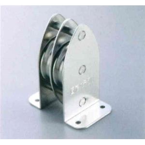 【ひめじや】固定ブロック 縦型 2車 50mm ステンレス K50-11 使用ロープ径~φ8 滑車