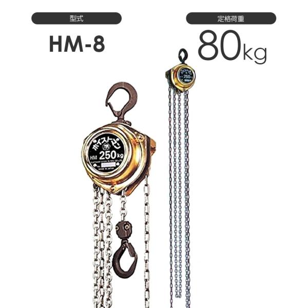 揚程長さのカスタムOK!!  象印 ホイストマン HM-8 定格荷重80kg チェーンブロック 手動...