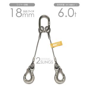 2本吊　ワイヤースリング　2t用 2セット】2本吊り ワイヤスリング 2t用×2m スリングセット ワイヤ