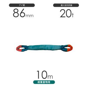 国産 超重量物用ソフトスリング 両端アイ形（TTE型）使用荷重:20t×10m