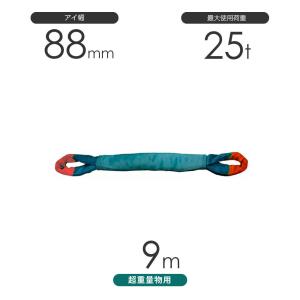 国産 超重量物用ソフトスリング 両端アイ形（TTE型）使用荷重:25t×9m