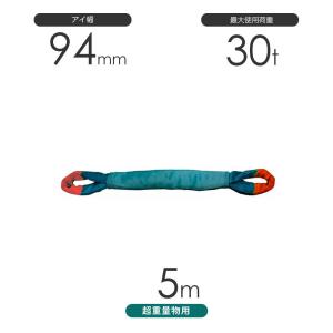 国産 超重量物用ソフトスリング 両端アイ形（TTE型）使用荷重:30t×5m
