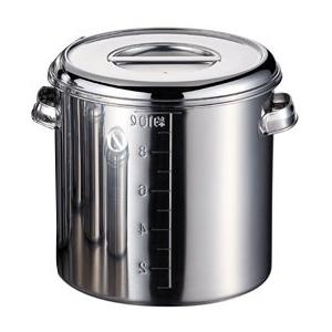 18-8ステンレス製 目盛付角キッチンポット パッキン・フック付 30cm