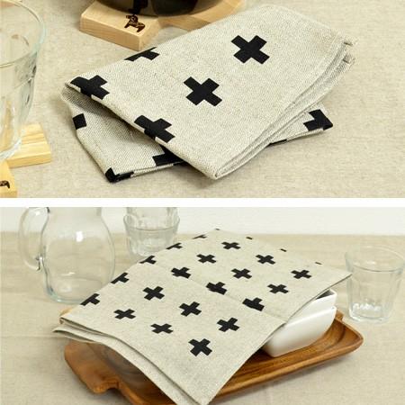 LINAS キッチンタオル テーブルクロス CROSS 送料無料 メール便発送