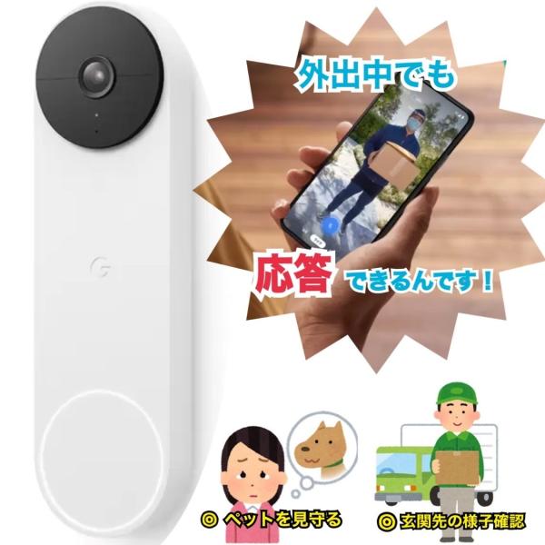 即納 Google Nest Doorbell バッテリー式スマートビデオドアホン Battery ...