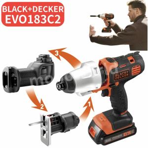 本日超特価 当日発送品 バッテリー2個付きBLACK&DECKER ブラックアンドデッカー 電動マルチツールキット ドリルドライバー ノコギリ のこぎり EVO183C1