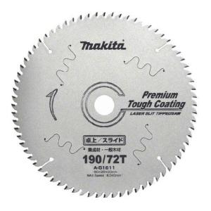 マキタ  スライド・卓上マルノコ用(一般木材・集成材用)  プレミアムタフコートチップソー 外径190mm X 刃数72 A-51611｜monoyell