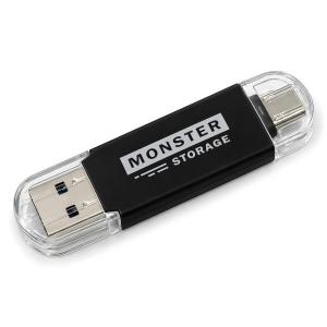 USBメモリ 64GB 台湾製 USB3.2 Gen1 Type-C Type-A 2in1 最大読込150MB/s ブラック Monster Storage MS-AC064USB-BK