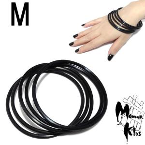 ●1本売り●ラバーブレスレット Mサイズ 約3mm・1本売り・内径：約65mm AB-21-M ゴム製 黒 ブラック ゴム製品 ボディピアス/ボディーピアスとの相性抜群