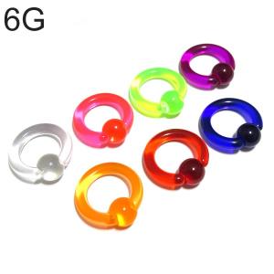 ボディピアス 6G 全7色 UVアクリル カラービーズリング(4.0mm) 内径約14mm BCR-AC06 半透明 クリアー ボディーピアス アクリル製 ring リング形状 ガーリー 耳