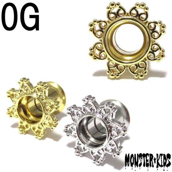 ボディピアス 0G 2色 エスニックデザインインターナルスレッド ダブルフレアアイレット (8.0m...