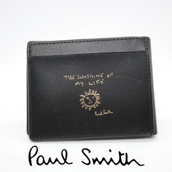 ポールスミス Paul Smith カードケース メッセージ マルチストライプ 薄型 牛革 レザー ...