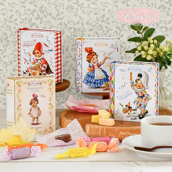 イタリアの伝統菓子 Rossella ロッセッラ フォンダン ジェリー ブック型 缶入り ティン缶 ...