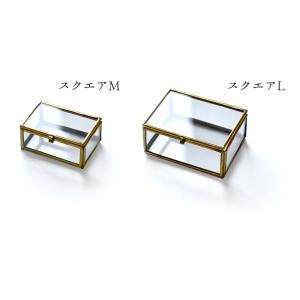 真鍮とガラスの小物入れ 蓋付きボックス スクエ...の詳細画像2