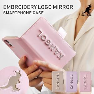 KANGOL 刺繍ロゴ ミラー付 手帳型 iPhoneケースマグネット付き iPhoneSE(第2世代) iPhone11Pro iPhone11 iPhoneXR iPhoneXs/X iPhone8/7/6s/6 本革調 VC126-