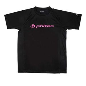 phiten RAKUシャツ SPORTS  半袖 ブラック/ピンクロゴ L