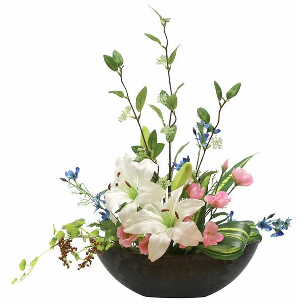 アートフラワー 造花 光触媒フラワー ゆりのアレンジメント 和風　美咲　あすつく・条件付