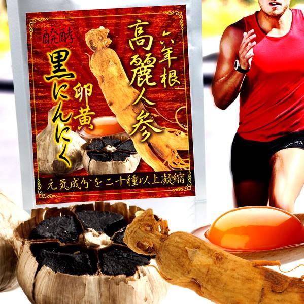 六年根高麗人参 ＆ 発酵黒にんにく卵黄 360粒 約6か月分 送料無料（ヤマトネコポス・ポスト投函・...