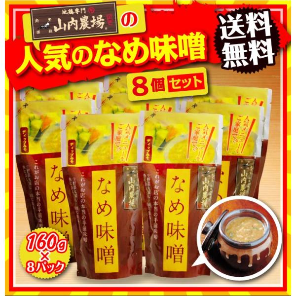 送料無料　なめ味噌（冷凍・1P/160g×8P）　山内農場（なめみそ）