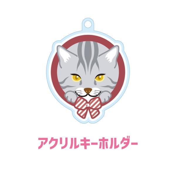 アメリカンショートヘア かわいい キーホルダー 猫 ネコ アクリル グッズ オリジナルイラスト プレ...
