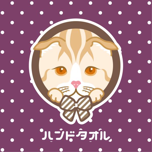 ハンドタオル スコティッシュフォールド 猫 かわいい ハンカチ 動物 おしゃれ プレゼント ペット