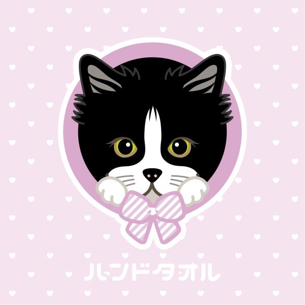 ハンドタオル ハチワレ 猫 かわいい ハンカチ 動物 おしゃれ プレゼント ペット