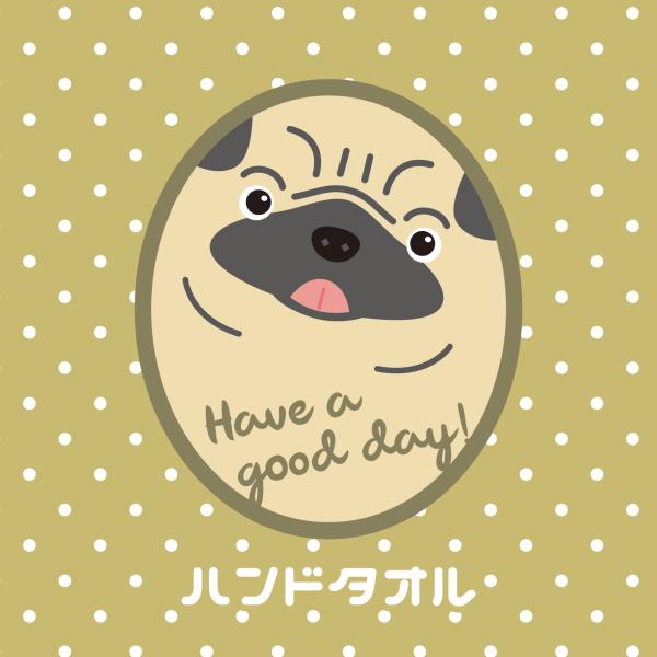 ハンドタオル パグ 犬 かわいい ハンカチ 動物 おしゃれ プレゼント ペット