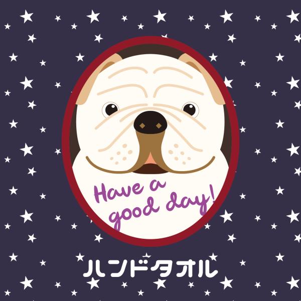 ハンドタオル ブルドッグ 犬 かわいい ハンカチ 動物 おしゃれ プレゼント ペット