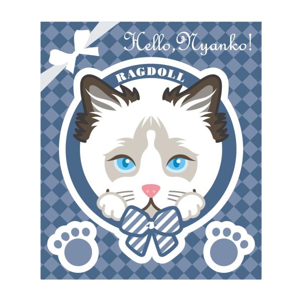 猫 ステッカー ラグドール かわいい 車 玄関 パソコン Hello,Nyanko!