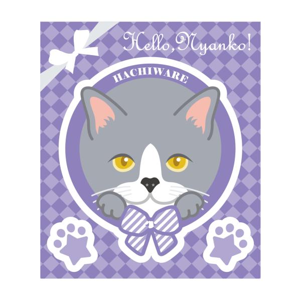猫 ステッカー ハチワレ かわいい 車 玄関 パソコン Hello,Nyanko!