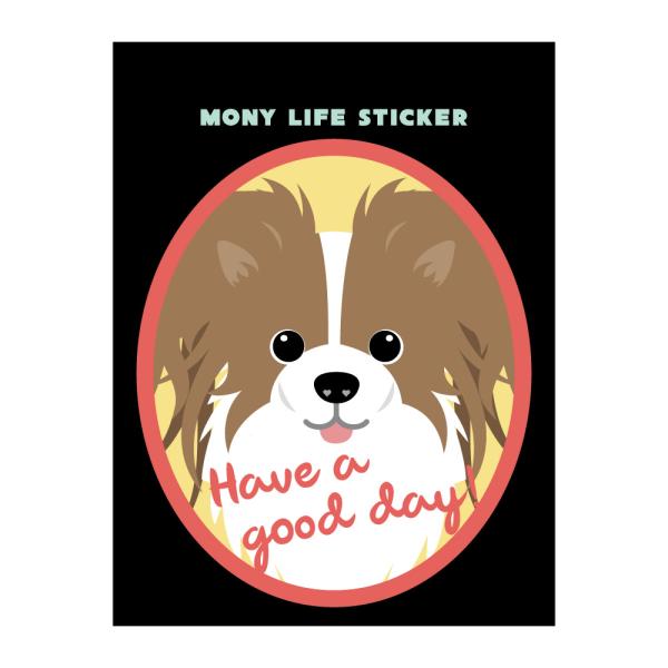 ステッカー　パピヨン　犬　車　ポスト　玄関　かわいい　わんこ　防犯