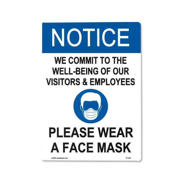 Notice Please Wear A Face Mask ステッカー (フェイスマスク着用のお願...