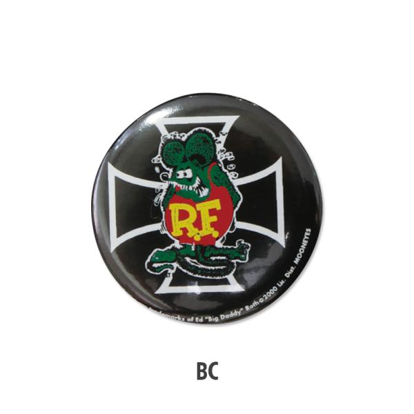 ラットフィンク Rat Fink カン バッジ (缶バッジ) ブラック クロス
