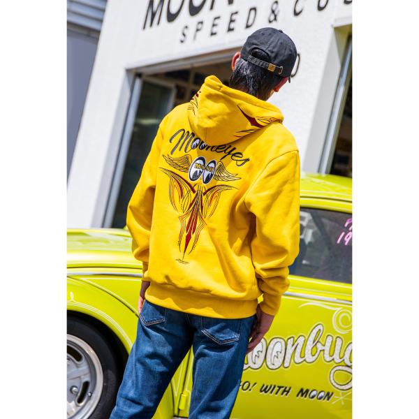 ムーンアイズ Pinstripe Fly with MOON Emb. ジップ フーディー